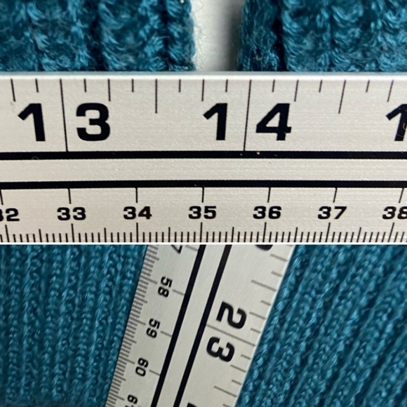 Revolve Lovers Friends Teal Blue Wool Chunky Knit Luna Sweater Boho Size XS Sexy - Picture 2 of 6
